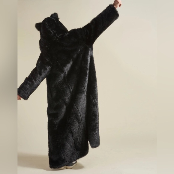 Spirithoods Black Panther Classic Long Faux Fur Coat - Picture 3 of 9